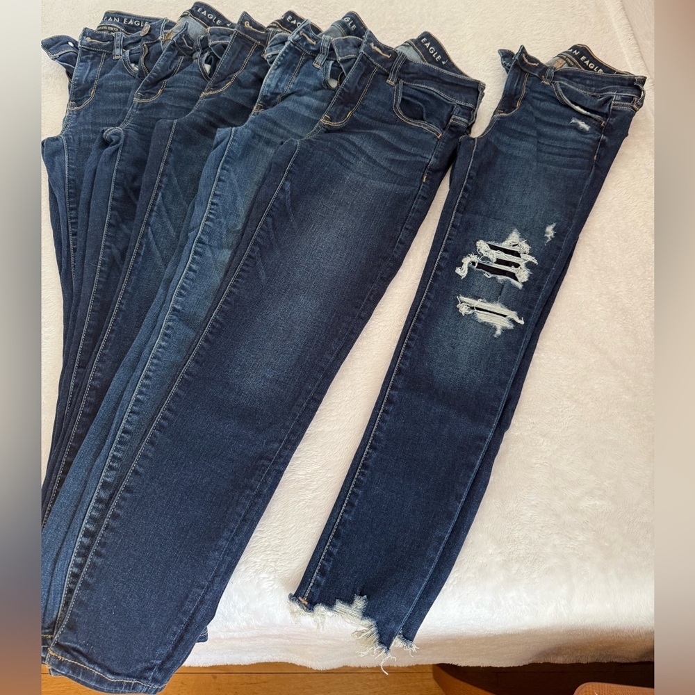 American Eagle Outfitters Blue Jeans Jeggings 6 pairs